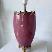 Lampe de table céramique rose et or tripode