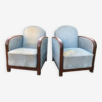 Duo of vintage club armchairs