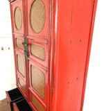 Armoire Chinoise Ancienne Rouge laquée Haute Brillance L100xP49xH175cm