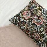Pair of cushion covers, old tapestry and cotton gauze