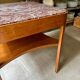Square side table in wood and red marble 60 x 60 cm