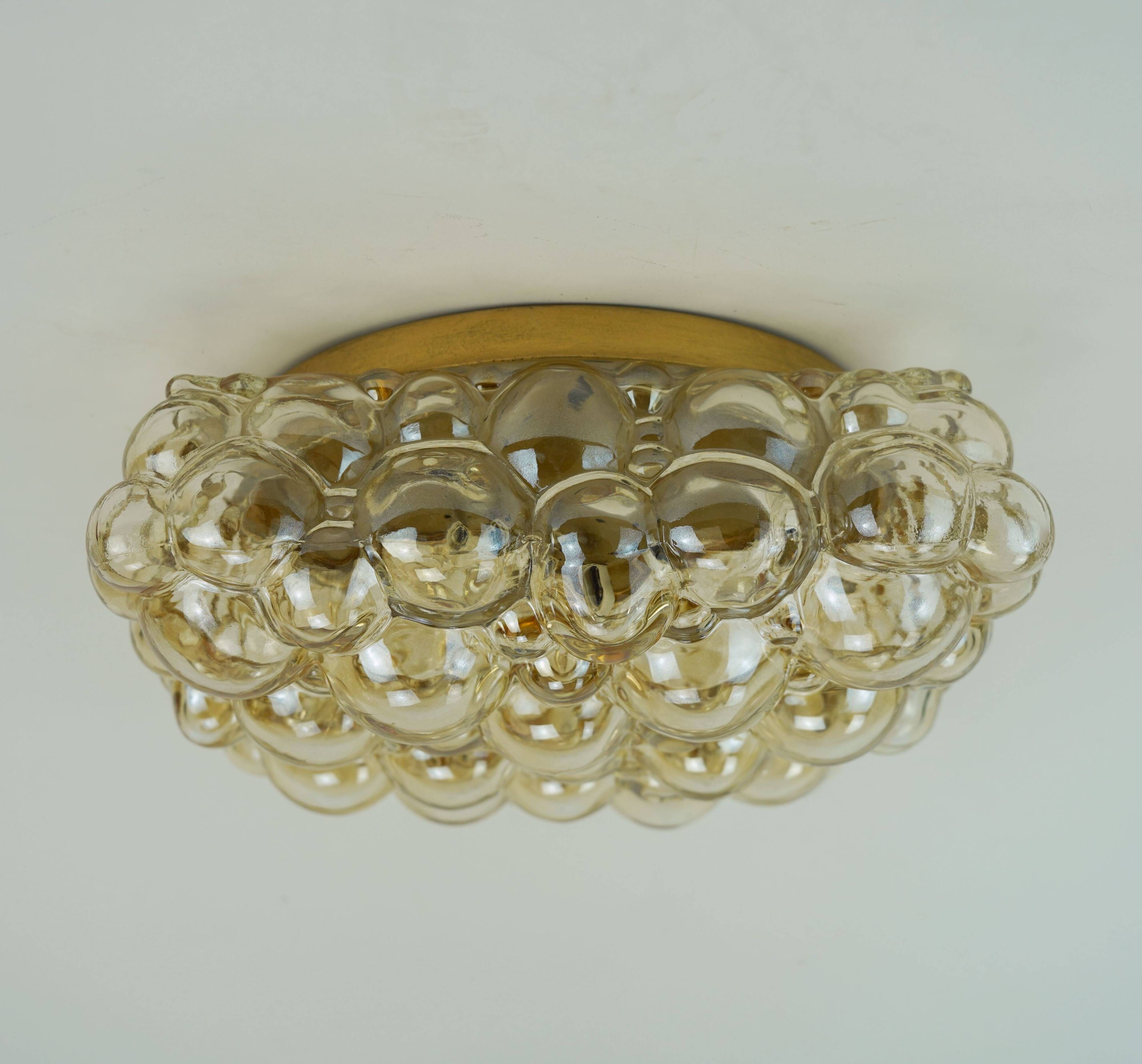 large mid century modern 1960's 1970's bubble amber glass CEILING LIGHT