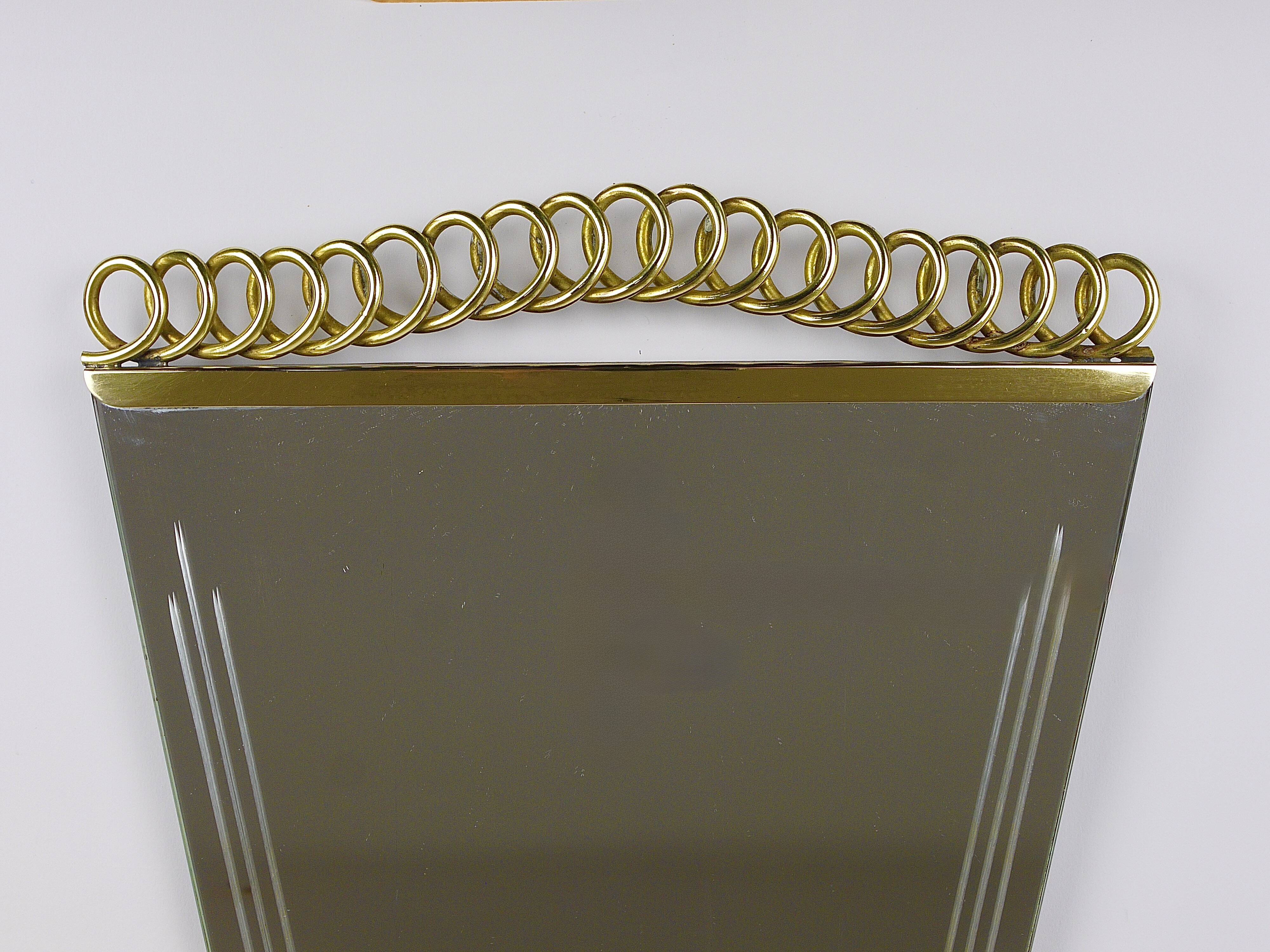 Josef Frank Attr. Mid-Century Brass Loop Wall Mirror, Austria, 1950s