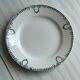 6 earthenware dinner plates, green decor, St Amand Nord iron earth.