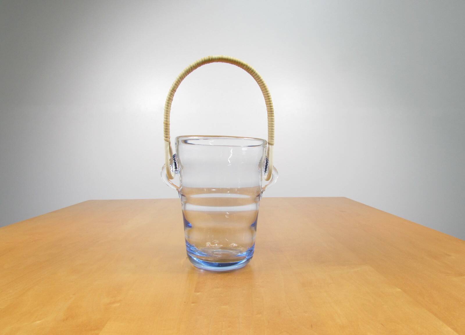Seau à glace - Rotin et verre ondulé - Années 60