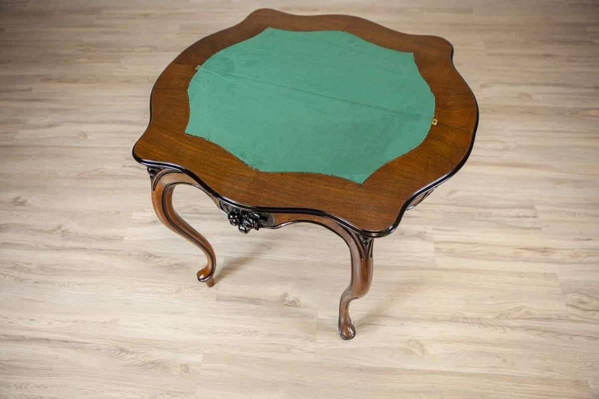 Walnut Wood & Veneer Card Table, Late 19th Century