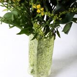 Vintage Yellow Pressed Glass Vase Gallo by Rune Strand / Sweden / 1970s