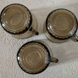3 smoked glass cups