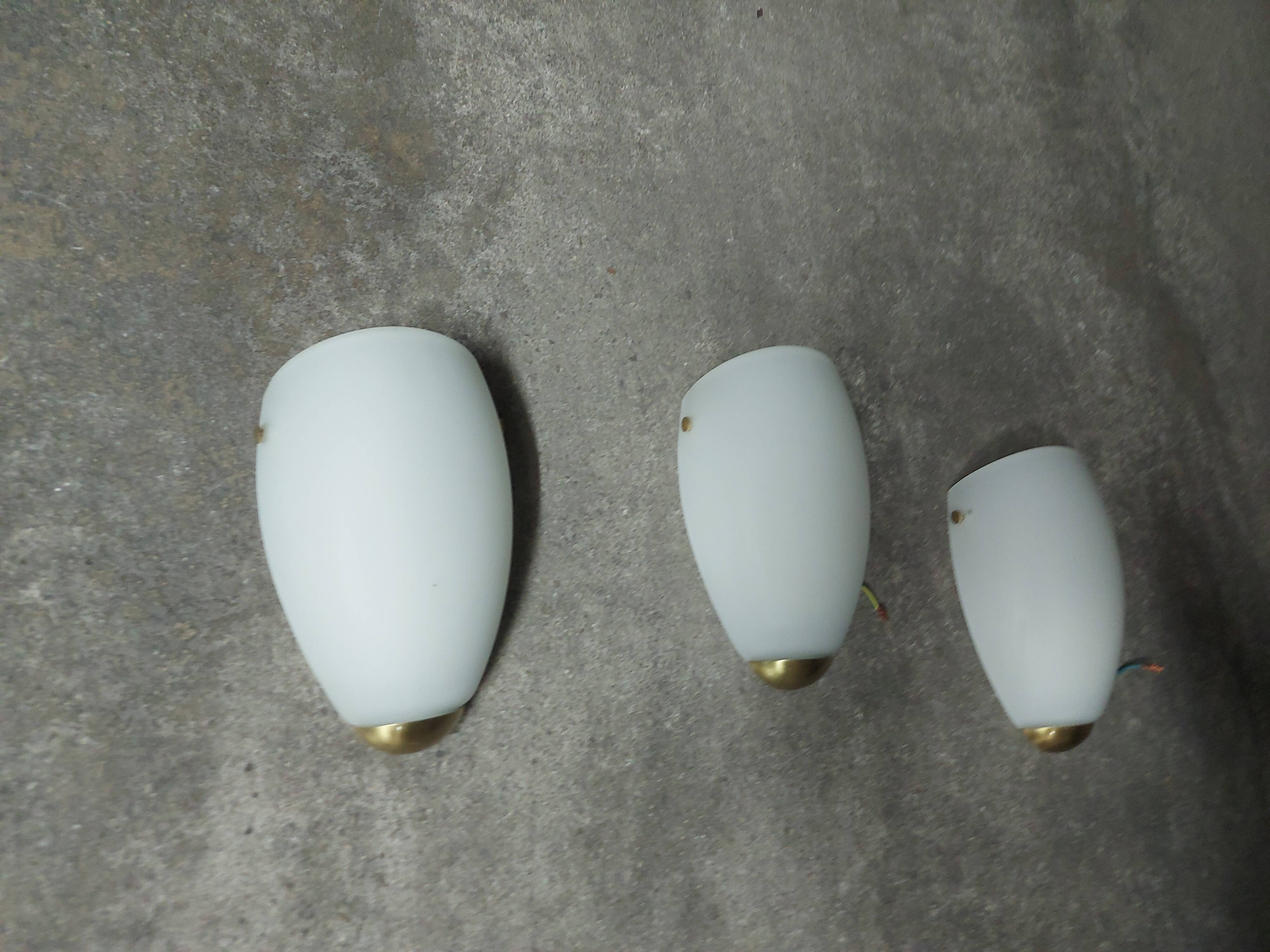 3 Vintage 90'S Ikea opaline wall lights (made in Italy)