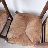 Set of 6 straw and oak Beauche chairs.