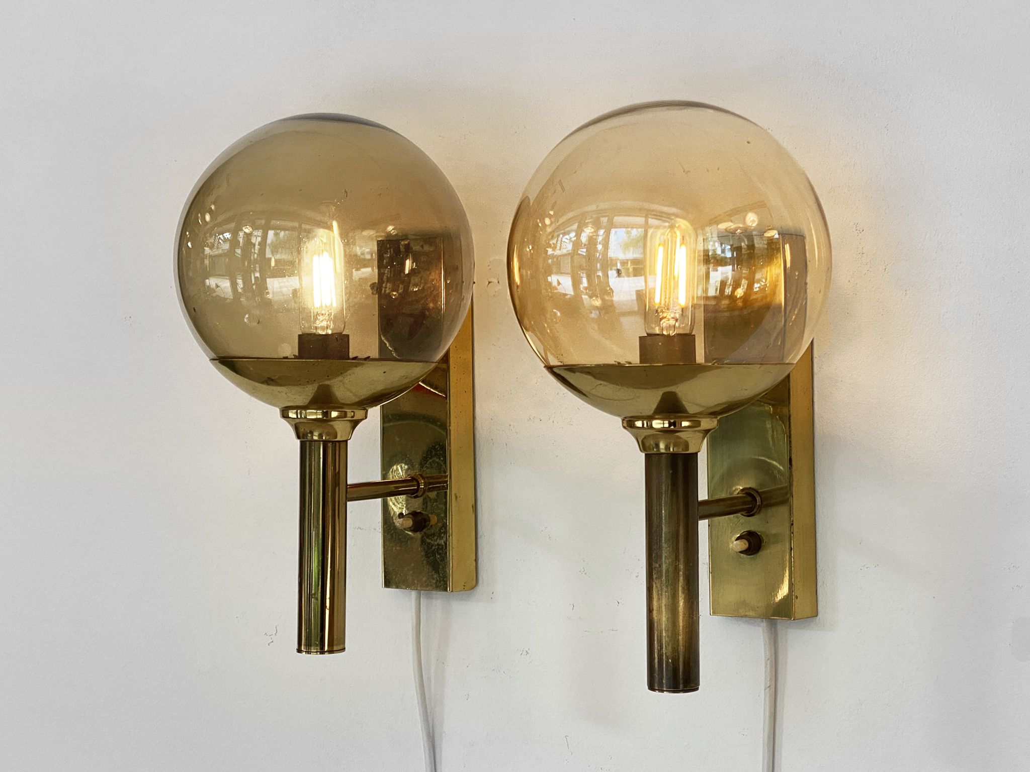 Pair of wall lights/sconces by Svend Mejlstrøm for Mejlstrøm Belysning. Denmark 1960s
