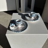 Light blue Moustiers candlestick H5 D12.5