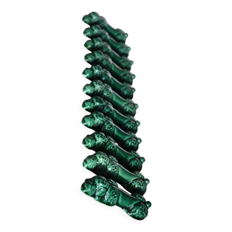 12 green earthenware knife rests