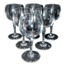 Set of 6 crystal wine glasses - vintage molded draped decoration balloon glass H 15.5cm