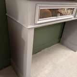 Superb matte black console with a natural top.