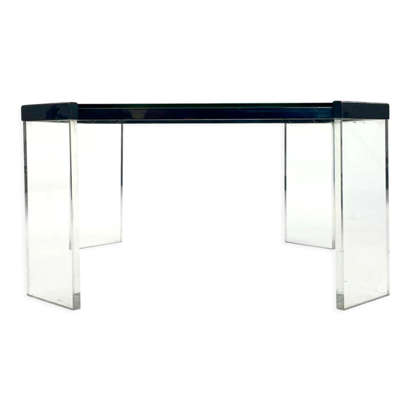 Table basse eightie's verre et plexiglas