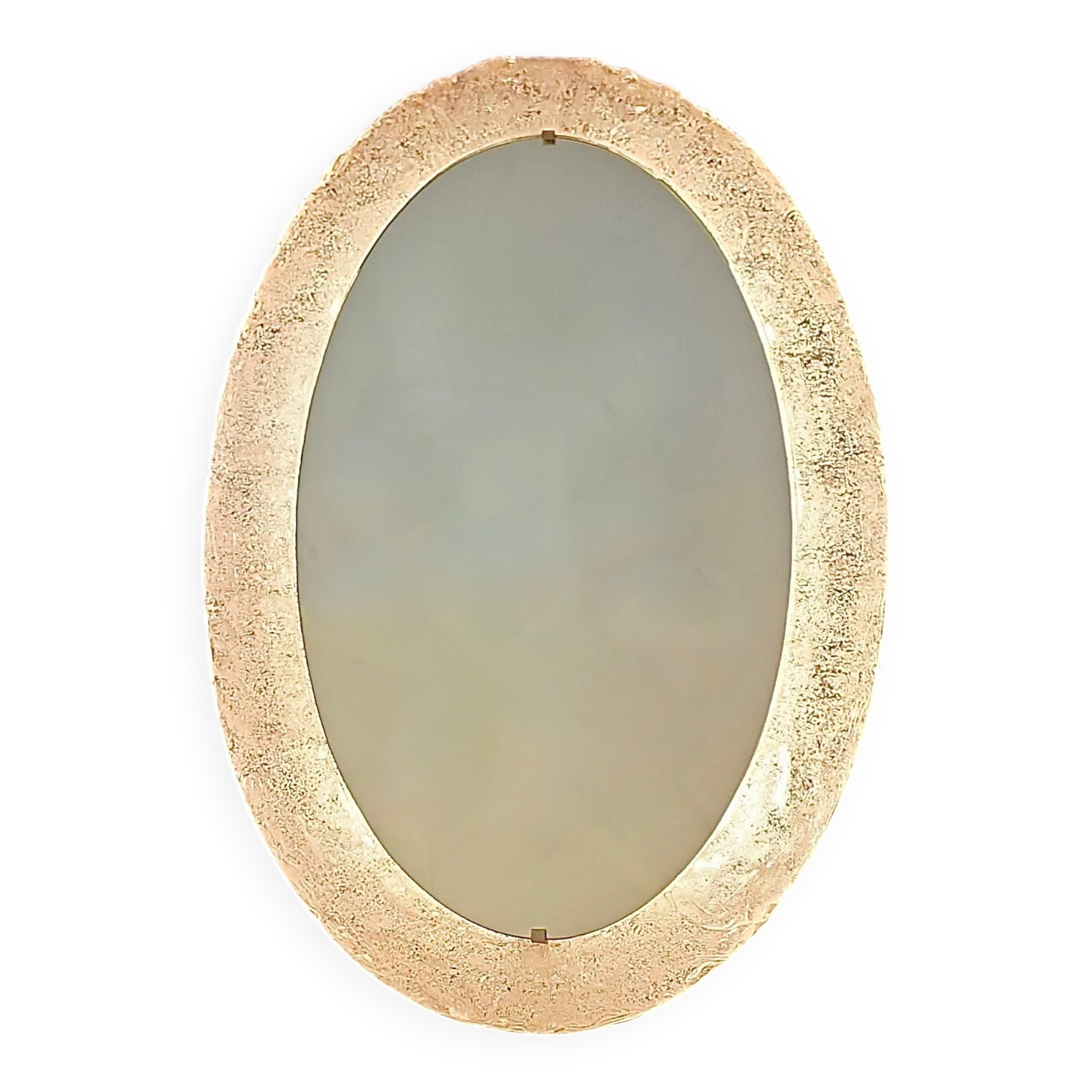Erco large oval wall light with mirror in melted ice acrylic, 1970s