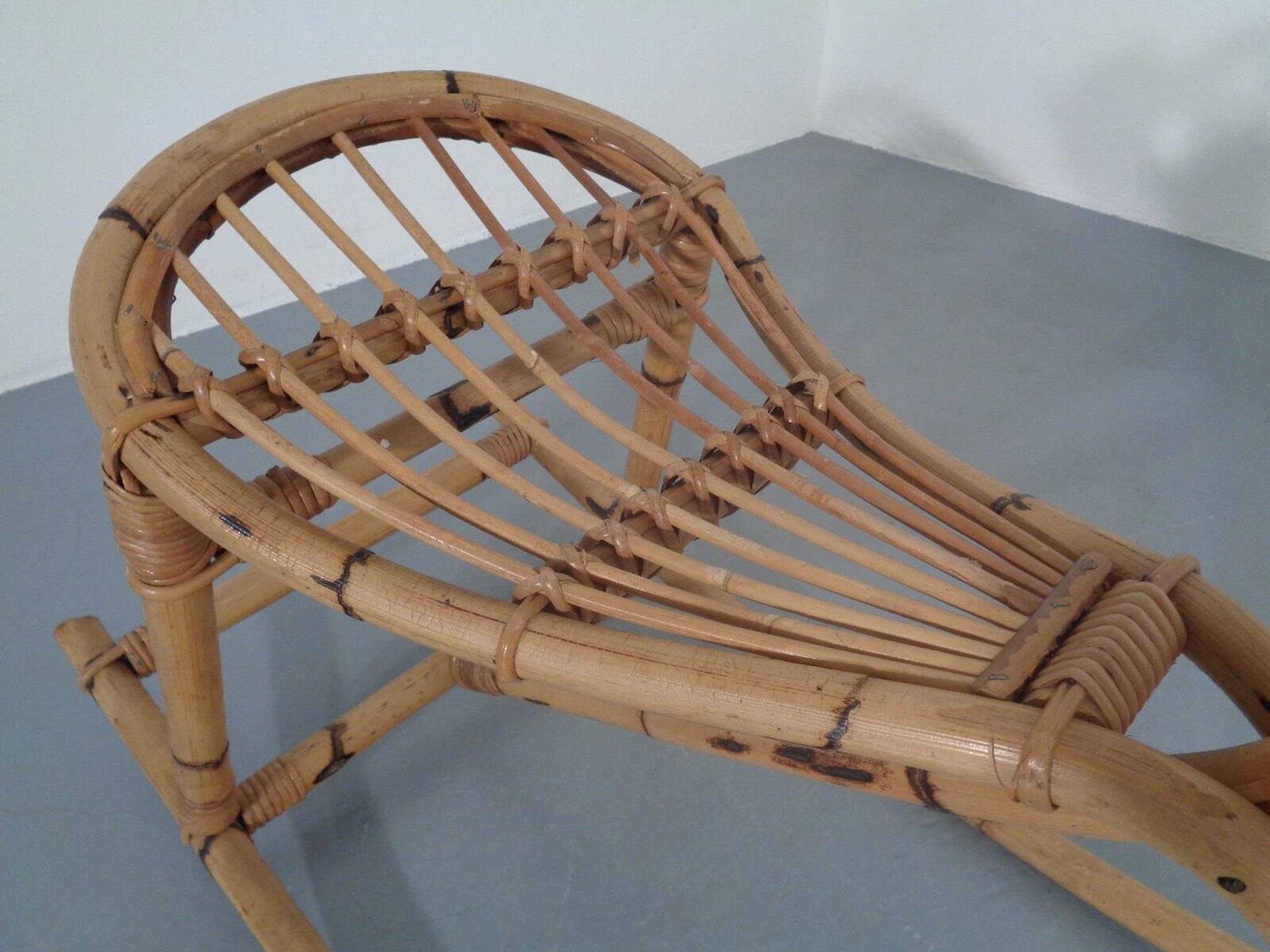 Large Bamboo Rocking Horse by Dirk van Sliedregt for Rohé Noordwolde, 1950s