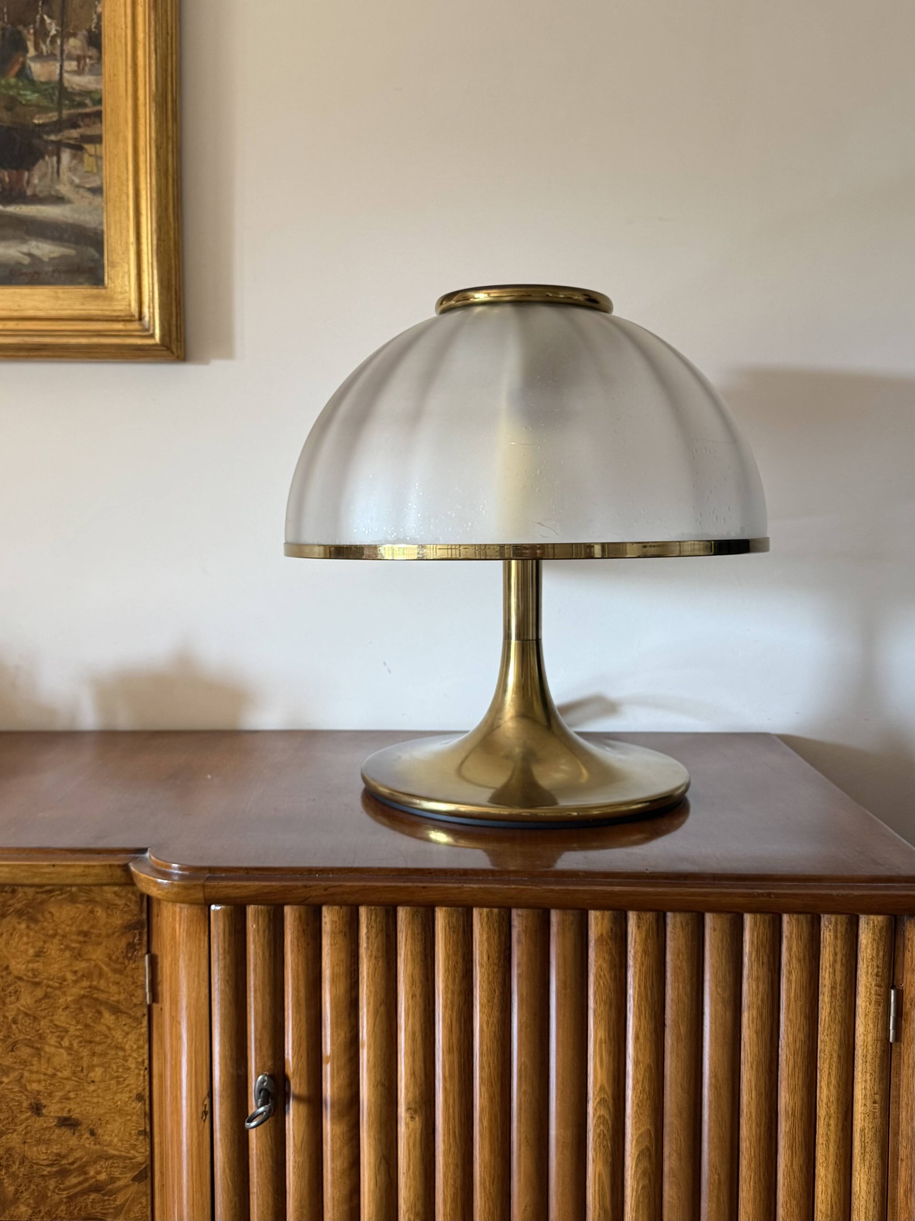 Mushroom Murano blown Glass Table Lamp, Fabbian Italy, 1970s