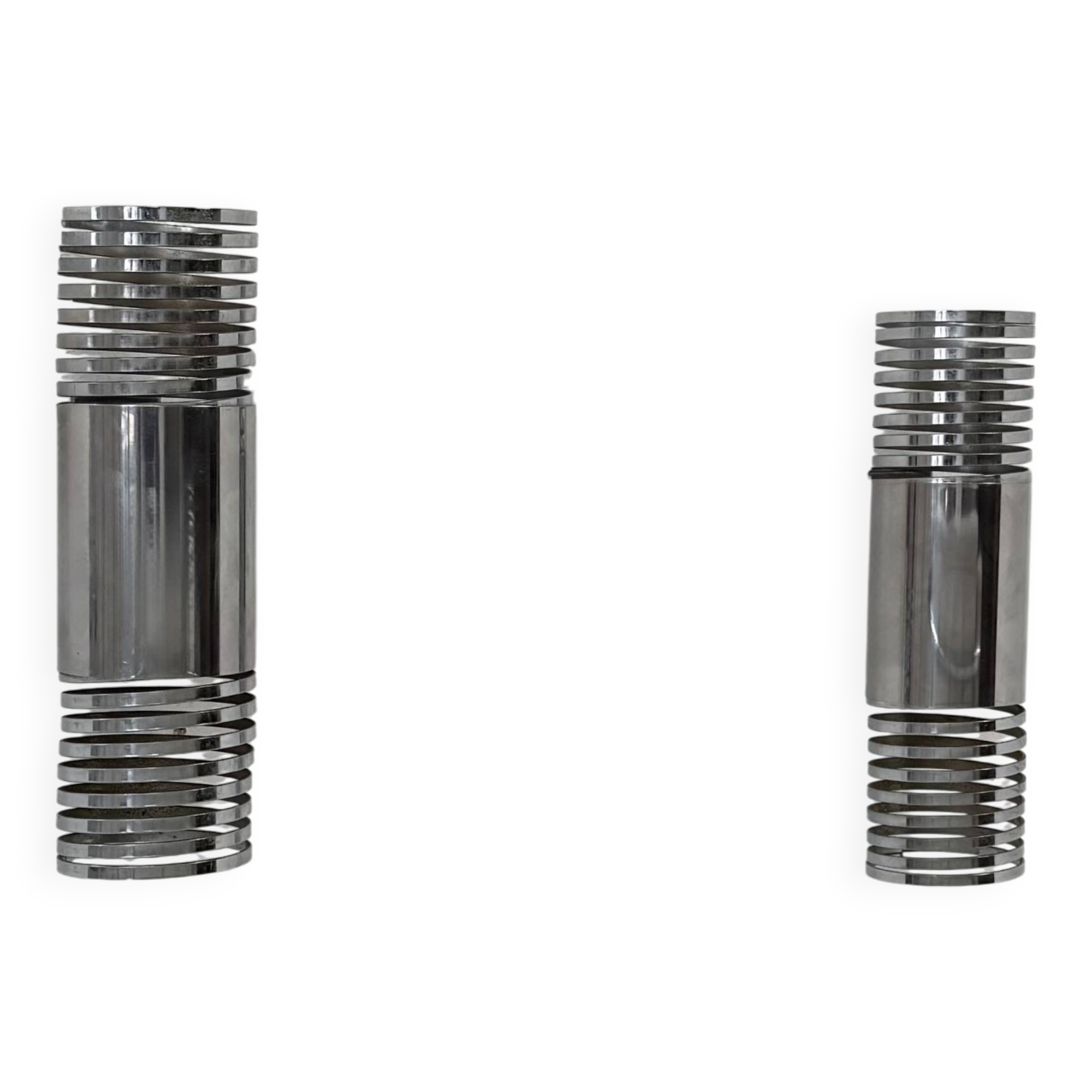 Pair of vintage chrome metal wall lights, France, 1970.