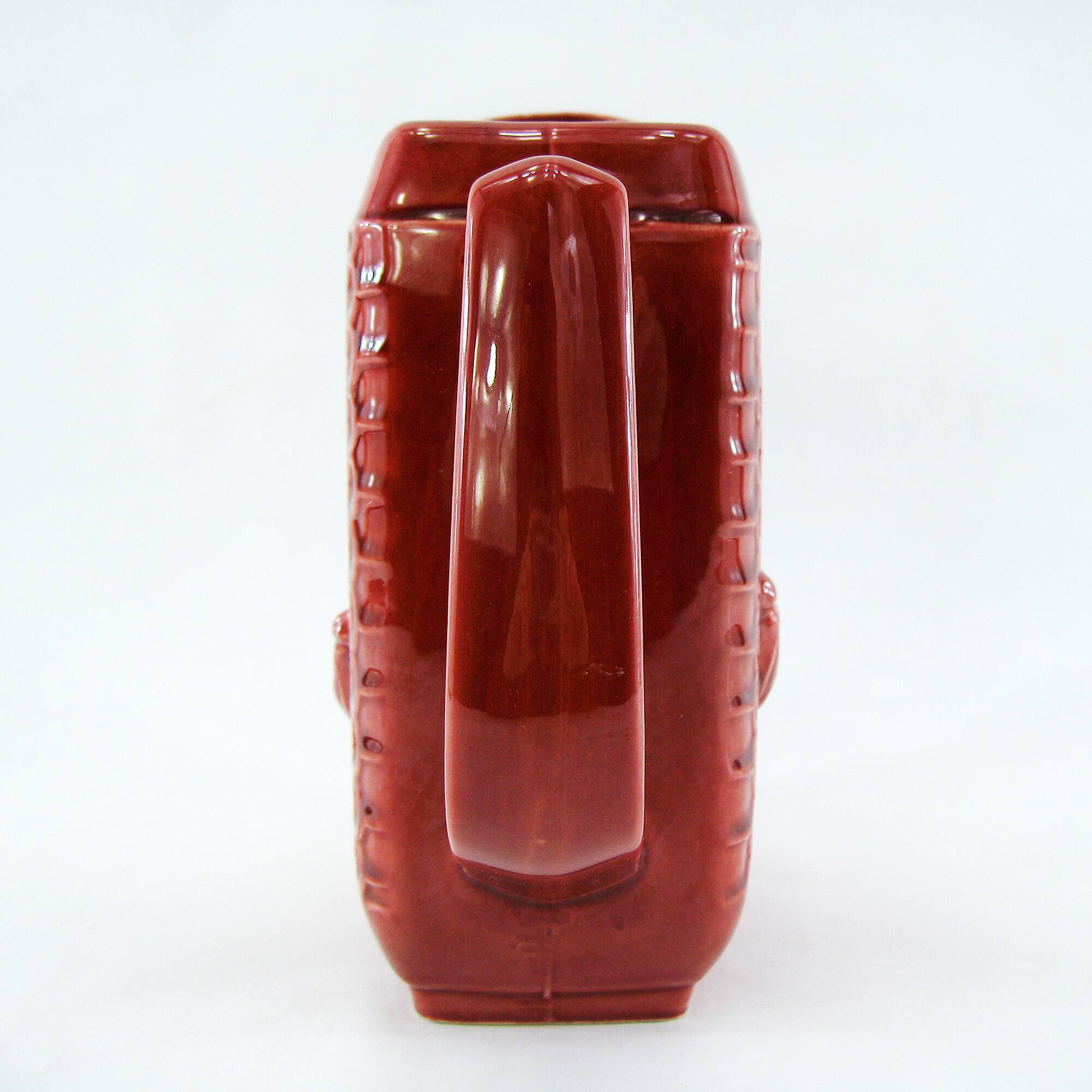 Red ceramic pitcher - bees and honeycombs decor - St Clément France - vintage 60s
