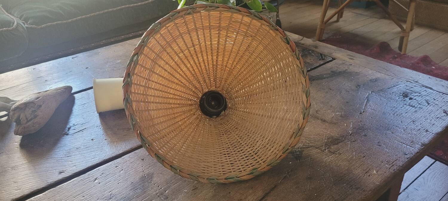 70s rattan pendant light