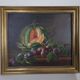 Still life, oil on canvas, melon and grapes.