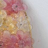 Amazing Pink and Gold Large Size Murano Ceiling Light Flower by Seguso