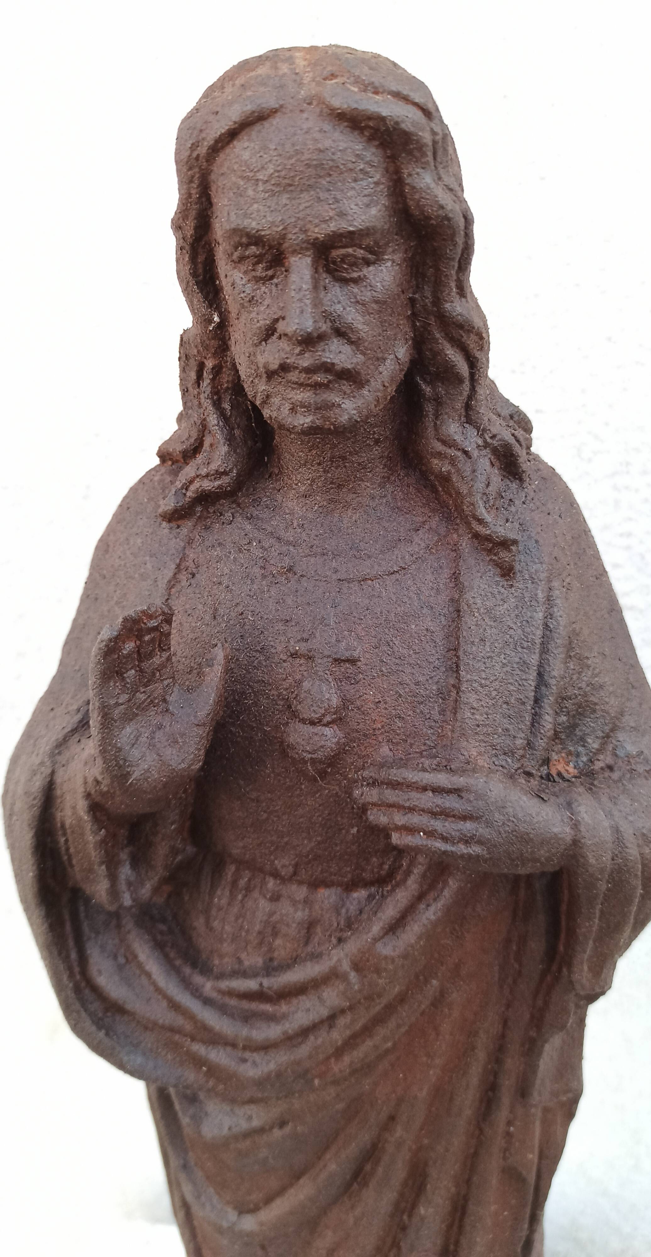 Cast iron Jesus statue