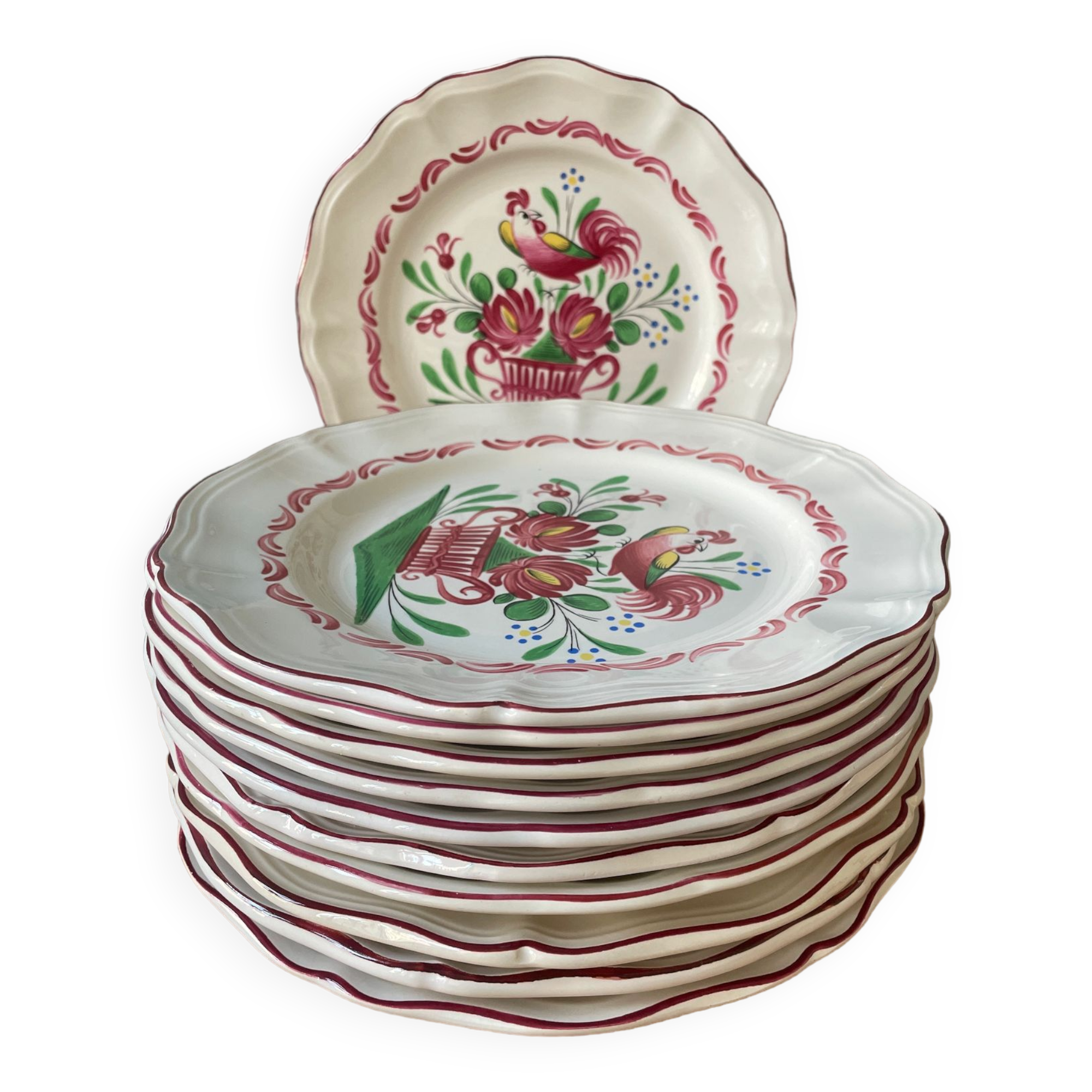 Series of 11 old flat plates Saint Clément France