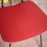 Pair of wooden and faux leather chairs from the 1950s, vintage chairs, retro.