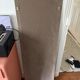 Large grey leather mirror