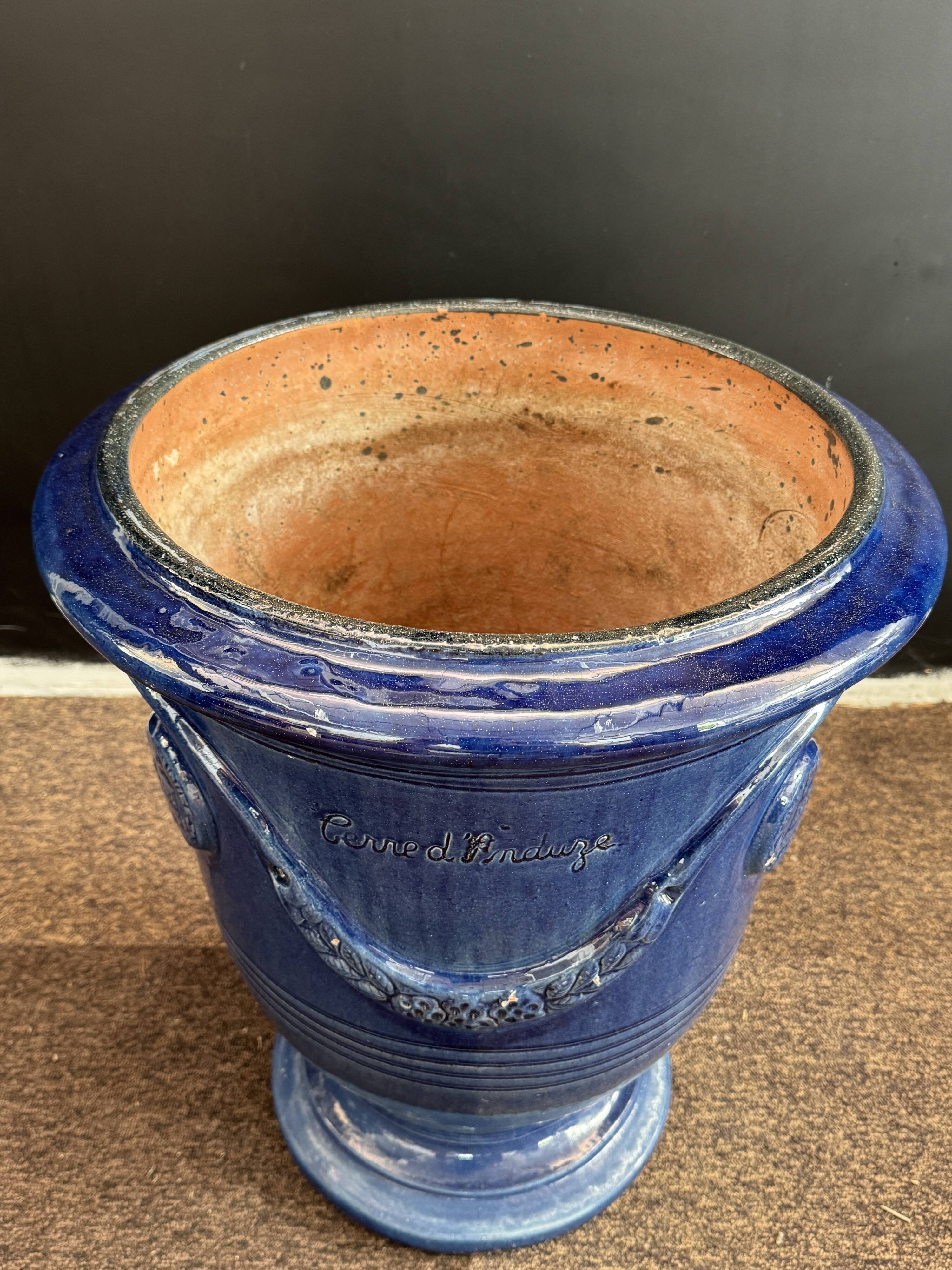 Traditional blue enamelled Anduze vase – Model No. 3 - 3