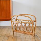 Bamboo/rattan magazine rack, 1960s
