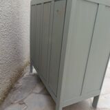 Vintage commode enhanced in grey-green.