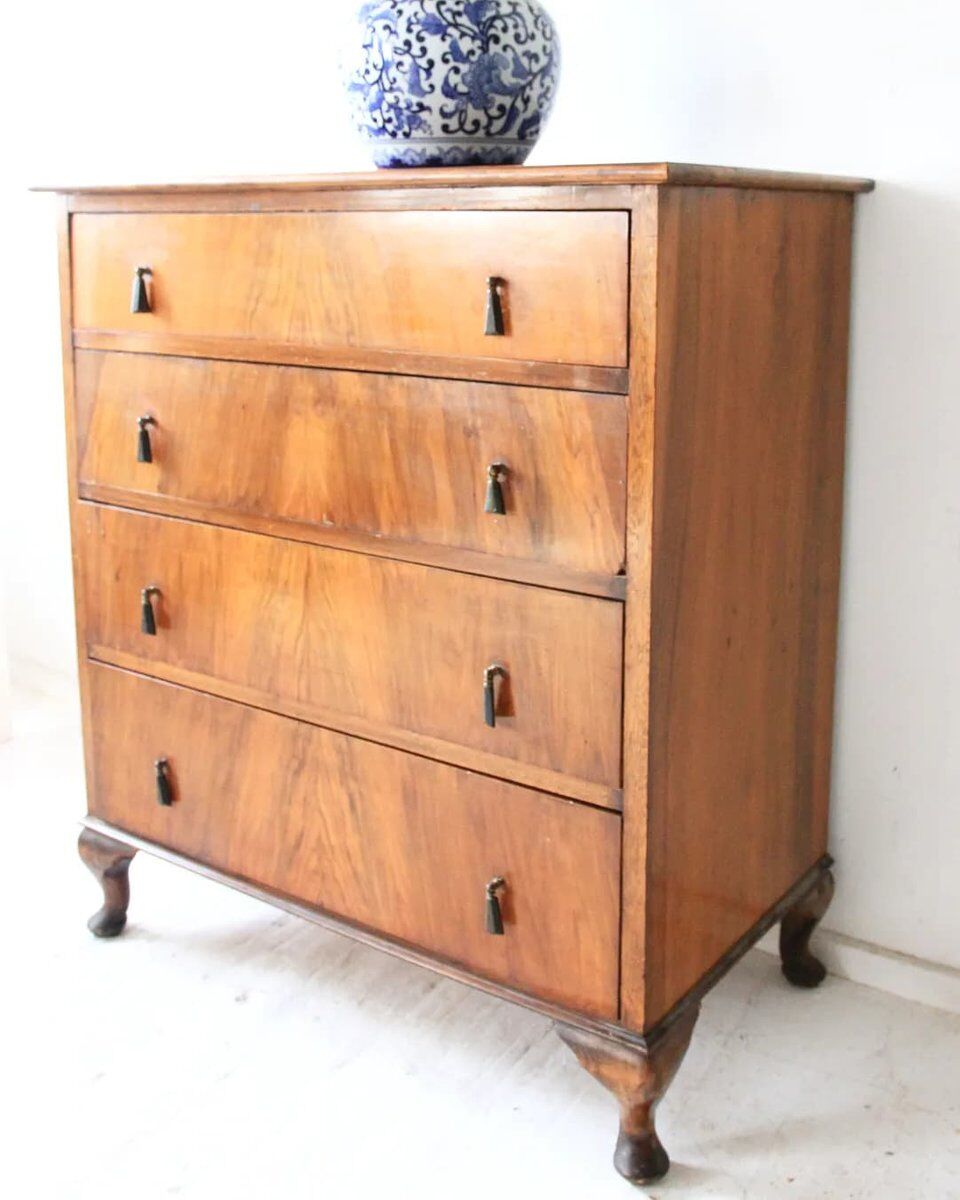 Antique walnut bedroom chest of drawers