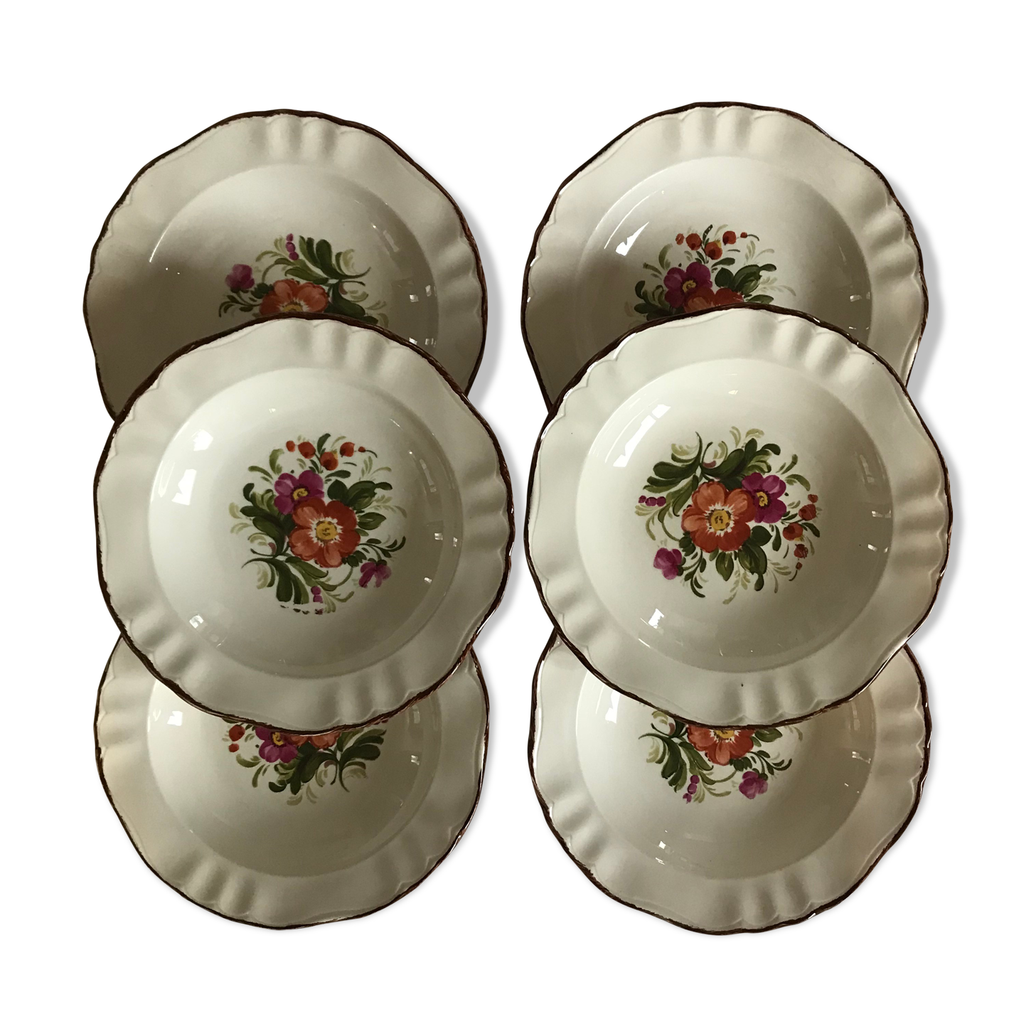 Series of 6 hollow porcelain plates