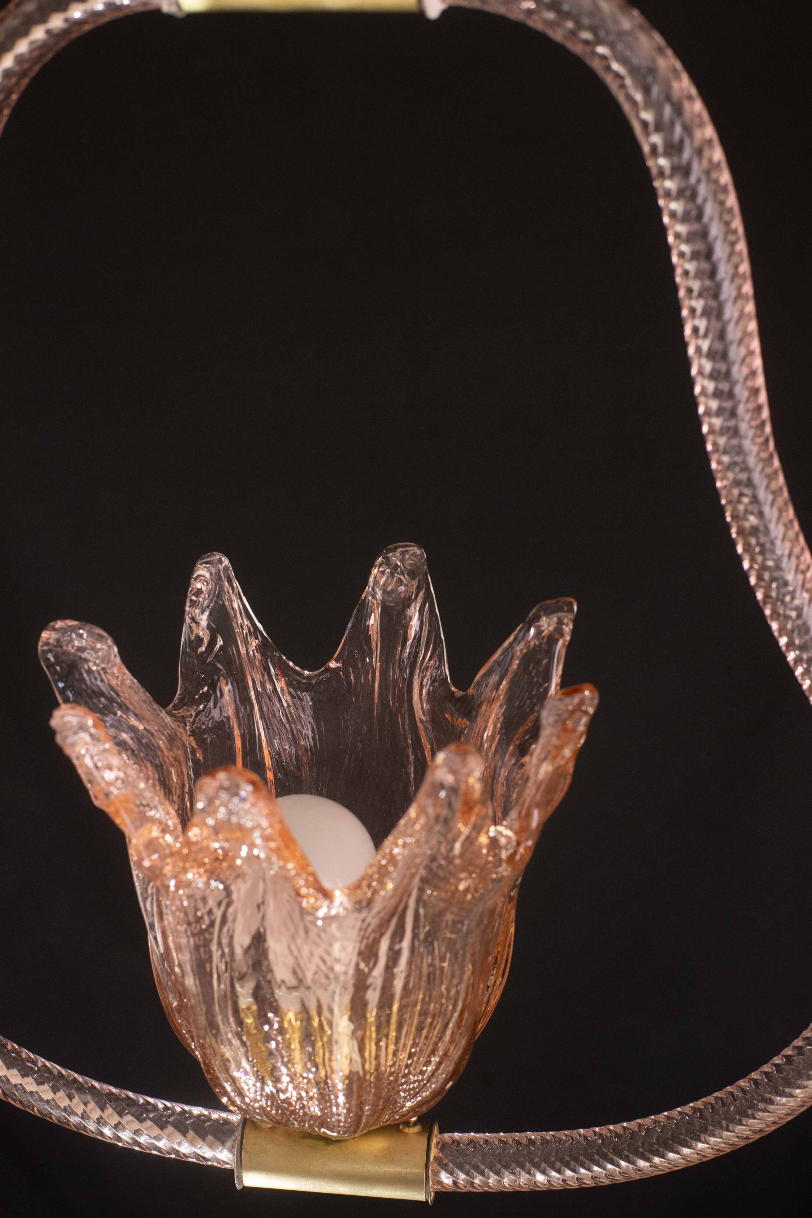 Pink Jewel Murano Glass Chandelier by Barovier e Toso, 1950s