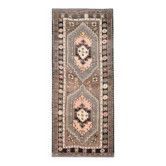 Tapis vintage turc Oushak fait main en laine et coton marron, années 1970
