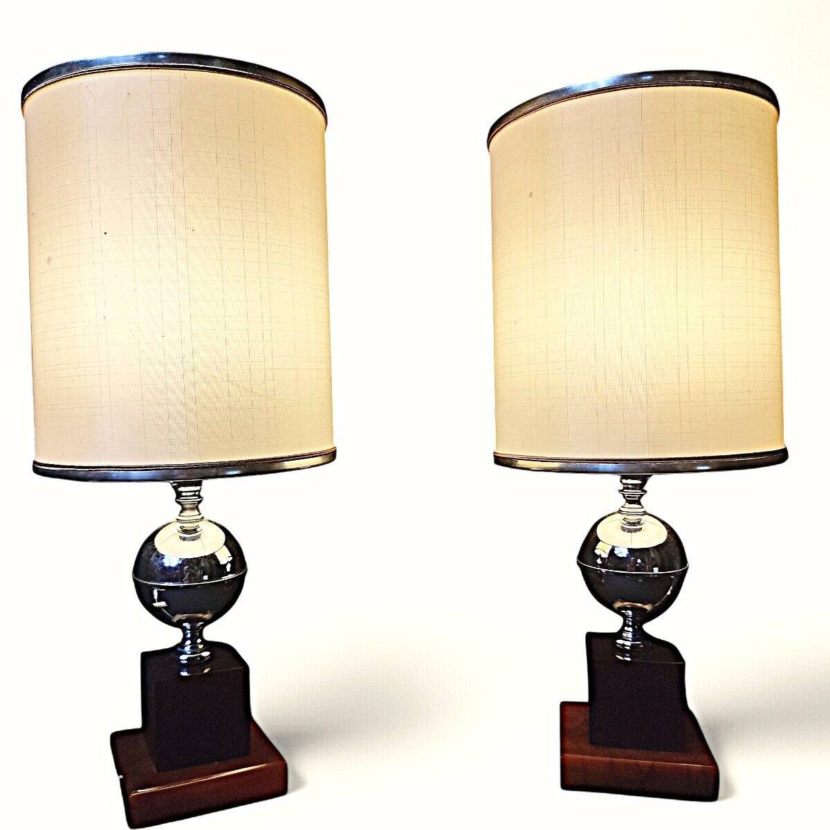 Pair of Lamps by Maison Barbier in Steel and Bakelite/Fawn Resin, 1960s-1970s