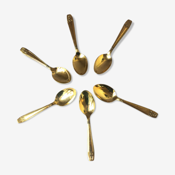 6 mocha spoons gilded with fine gold