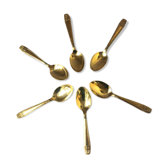 6 mocha spoons gilded with fine gold