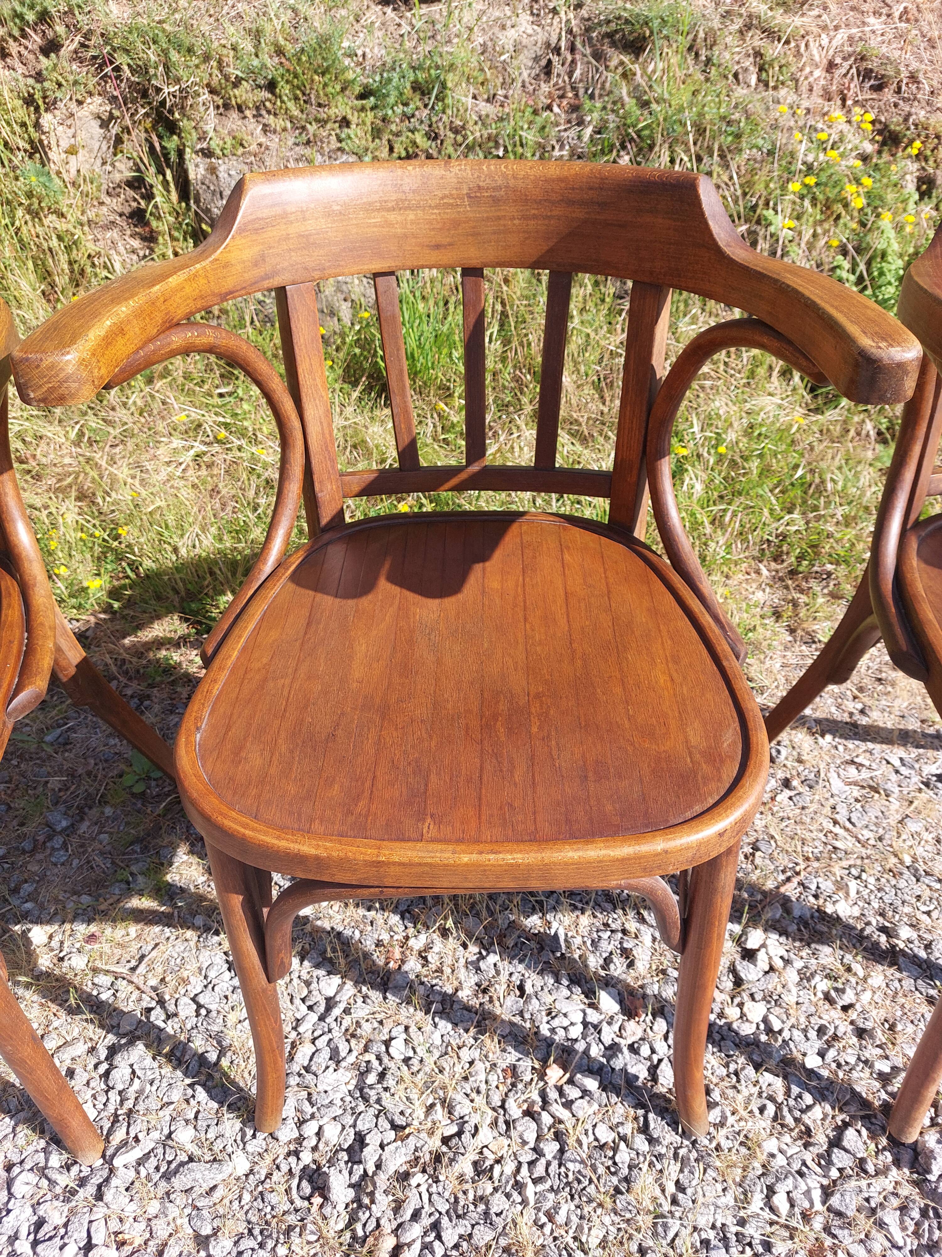 4 fauteuils Baumann en bois courbé