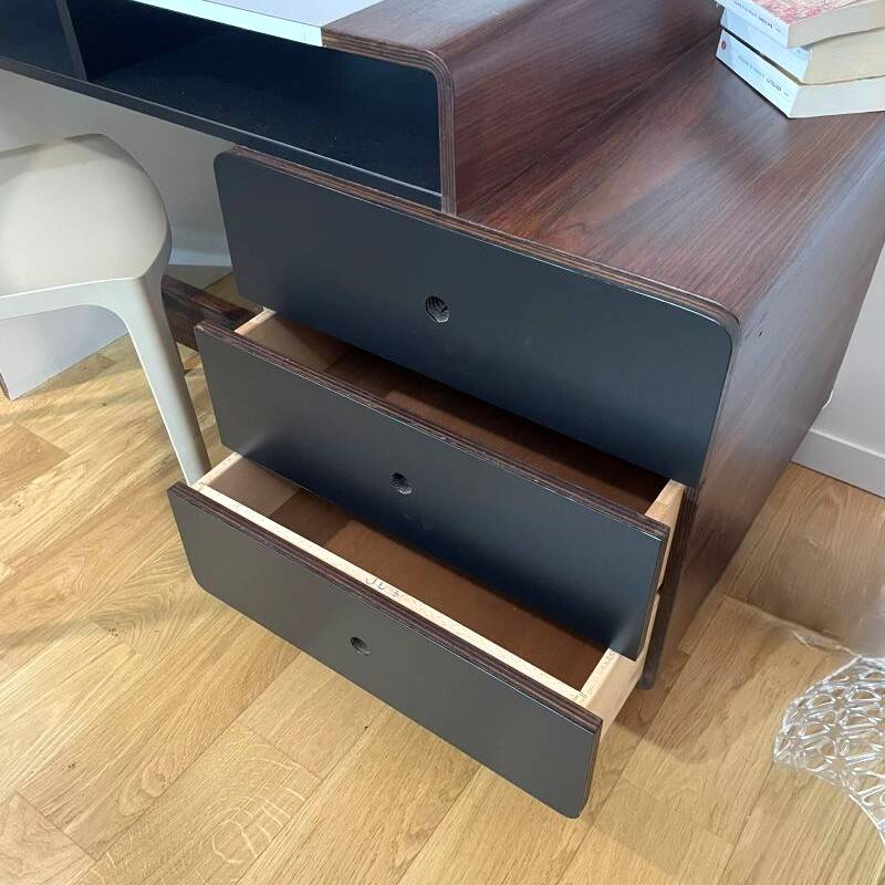 Space Age vintage 1970s desk in wood and black – PM