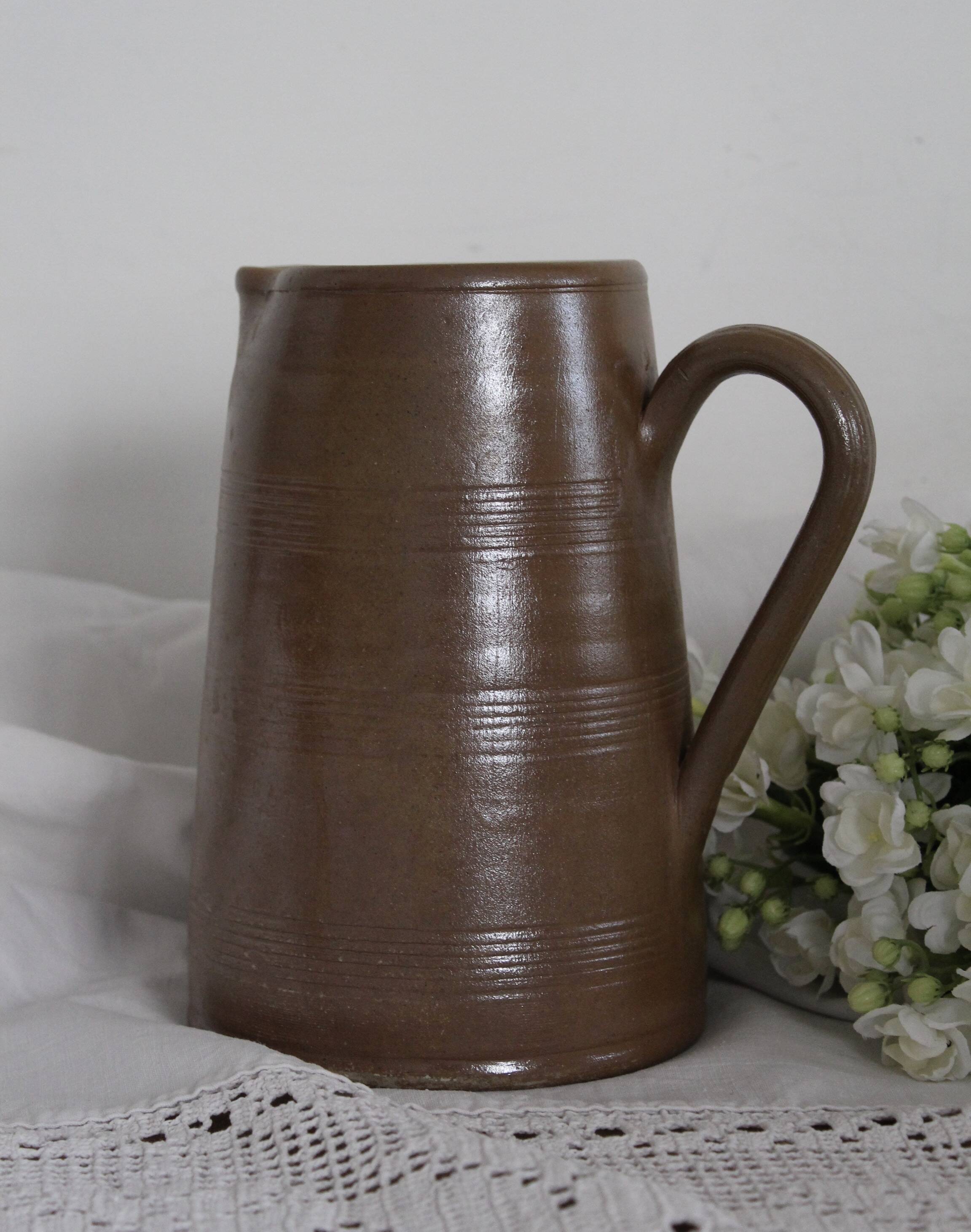 Brown stoneware pitcher, country chic