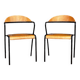 Paire de chaises bois et métal noir