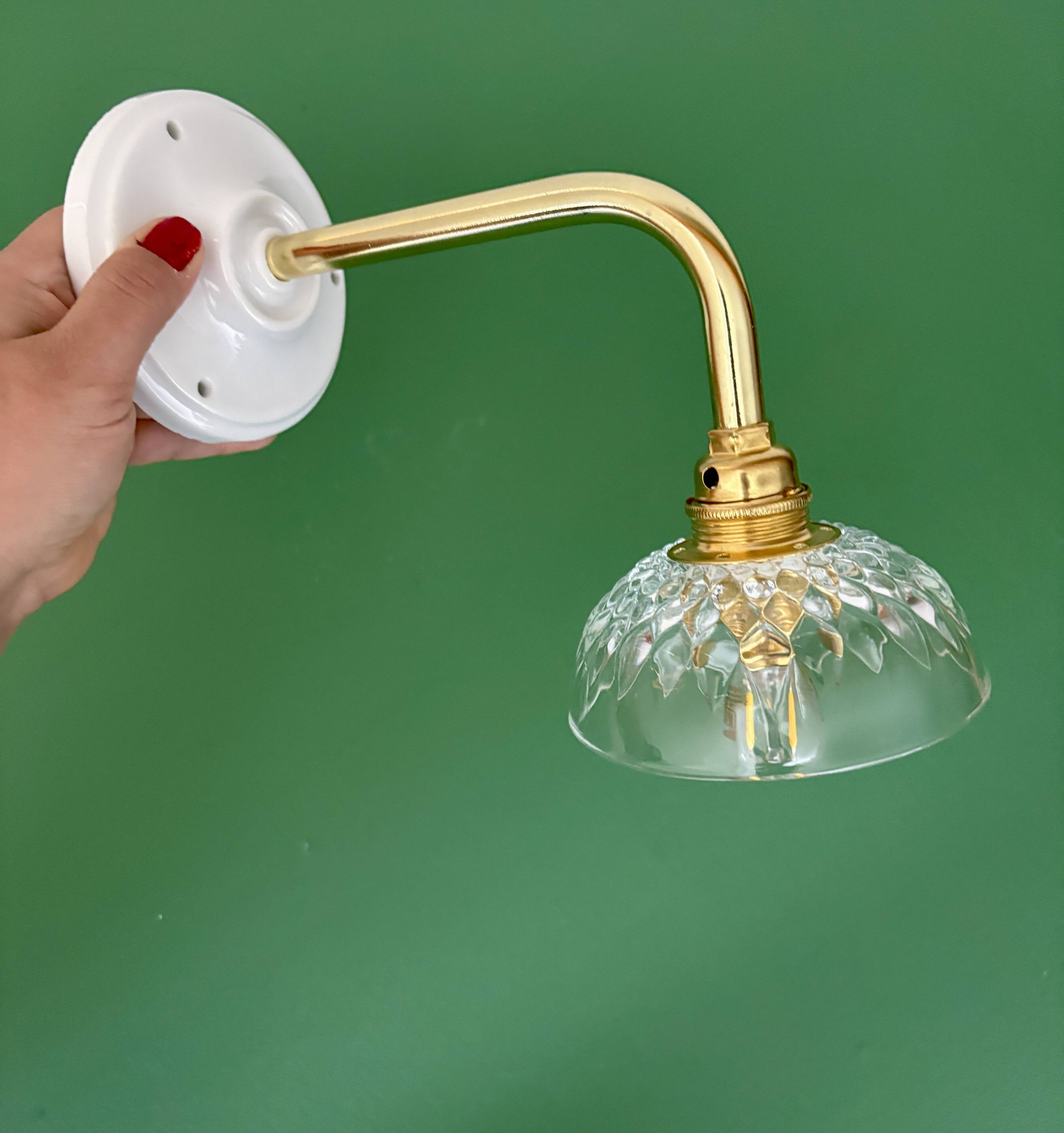 Vintage glass cut lampshade wall light - tableware collection -