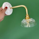 Vintage glass cut lampshade wall light - tableware collection -