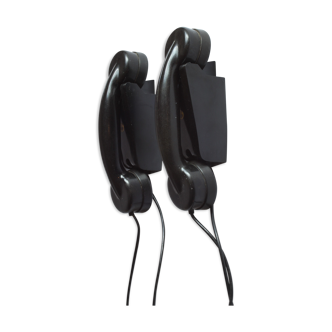 Streamline design bakelite intercom telephones by Aiea Antwerp, Belgium 1940s, set of 2.