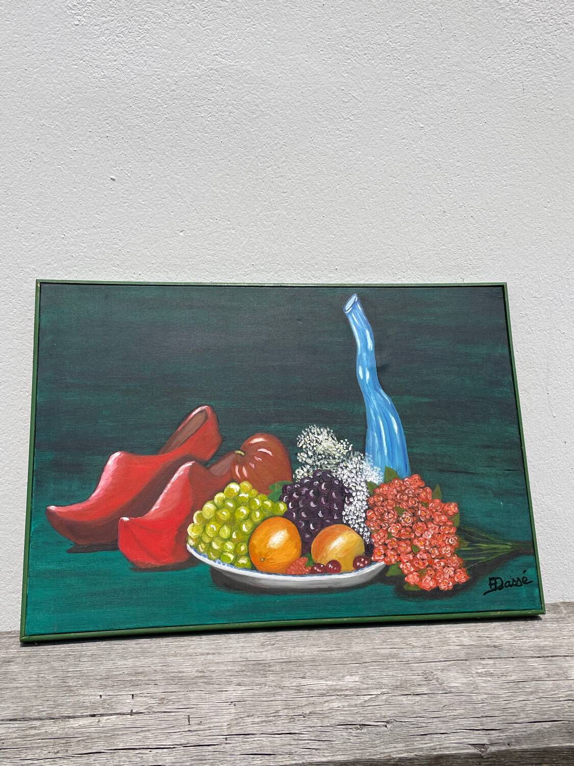 Still life with clogs and fruit / oil on canvas